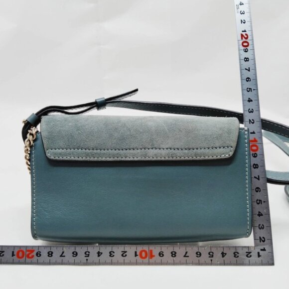 CHLOE Suede Calfskin Mini Faye Shoulder Bag Cloudy Blue - Picture 2 of 9